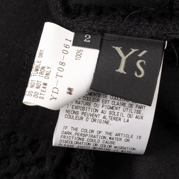 ワイズY's コットンドットメッシュオーバーサイズカットソー 黒2