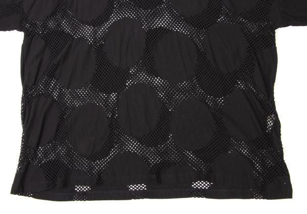ワイズY's コットンドットメッシュオーバーサイズカットソー 黒2