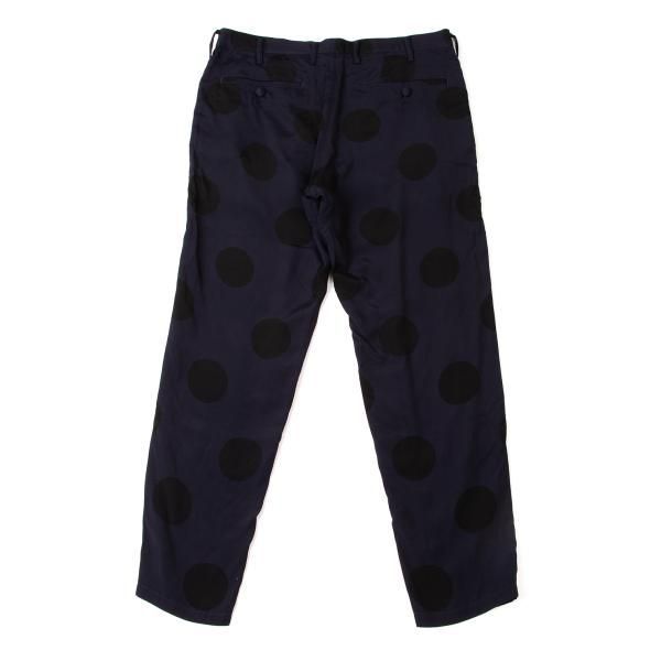 れ ワイズ ピンクY's Pink レーヨンドットプリントテーパードパンツ 紺黒3