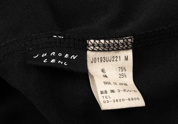 ヨーガンレール　ウールコットンのロングカーディガン　黒 ヨーガンレールJURGEN LEHL ウールシルクフーテッドロングカーディガン