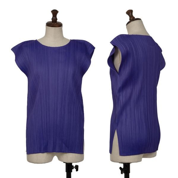 イッセイミヤケISSEY MIYAKE プリーツノースリーブトップス 紫M - メルカリ