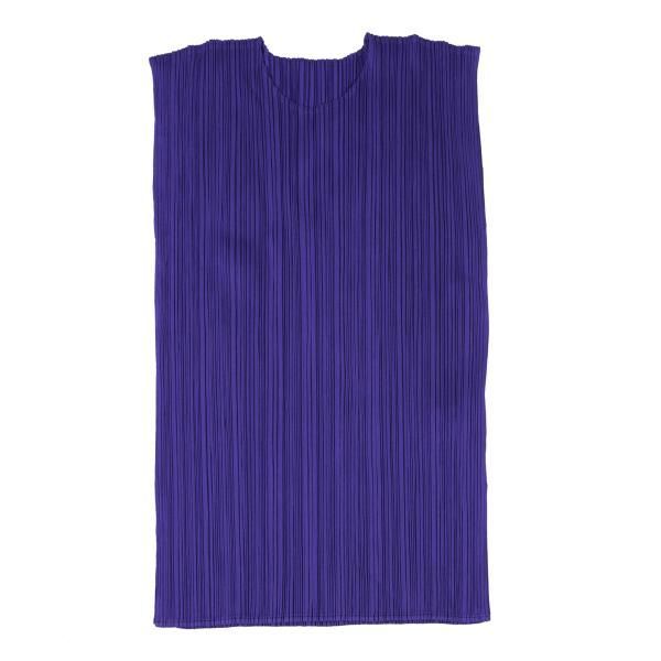 イッセイミヤケISSEY MIYAKE プリーツノースリーブトップス 紫M - メルカリ