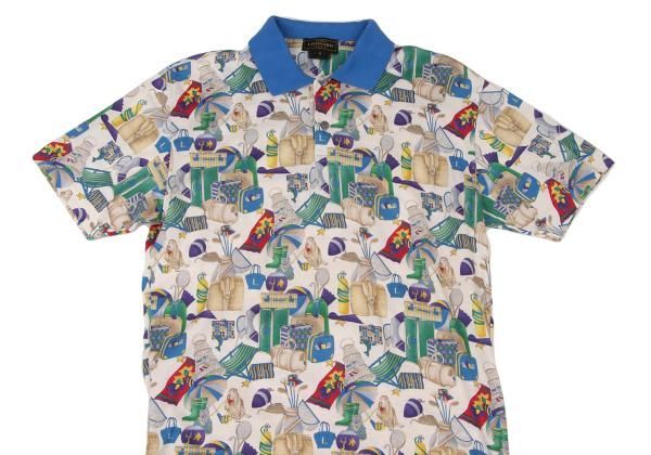ショップ レオナールLEONARD 総柄プリント天竺ポロシャツ マルチS