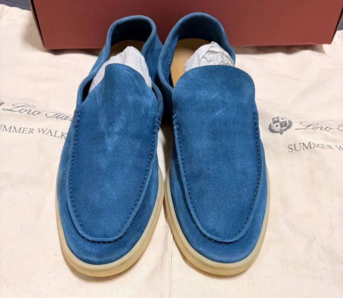 ロロ・ピアーナ サマー ウォーク スウェード ローファー ブルー - メルカリ