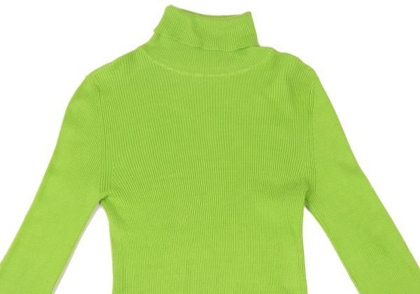 セリーヌCELINE タートルネックリブニットカットソー 黄緑M位