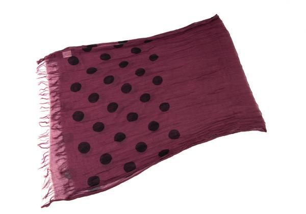 ワイズY's 安い コットンドットプリントフリンジストール ワイン黒