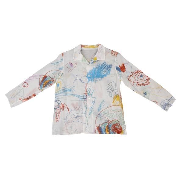 ヨーガンレールJURGEN LEHL リネンドローイングプリントオープンカラー