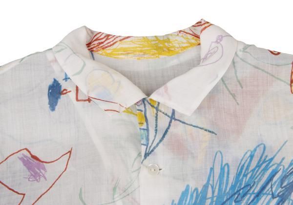 ヨーガンレールJURGEN LEHL リネンドローイングプリントオープンカラー