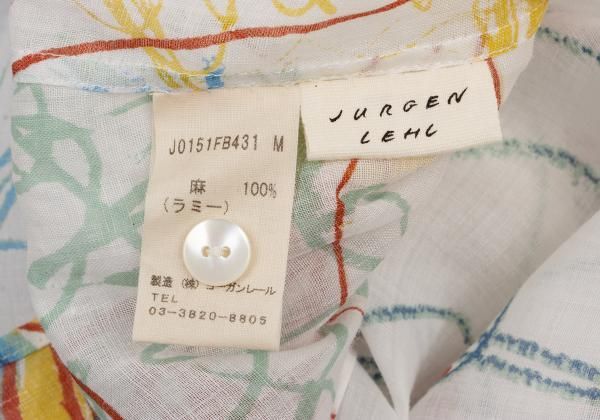 ヨーガンレールJURGEN LEHL リネンドローイングプリントオープンカラー
