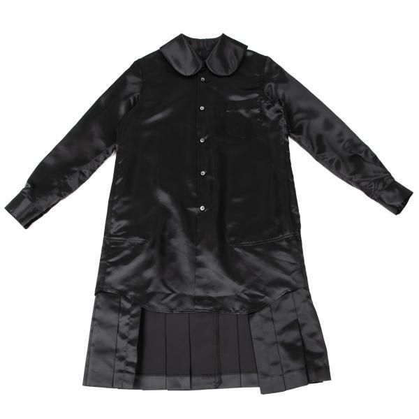 コムデギャルソンCOMME des GARCONS 裾プリーツ切替サテンロングシャツ
