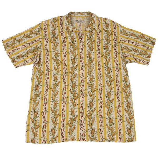 パパスPapas ISLAND 注文 リネントウモロコシストライププリント半袖