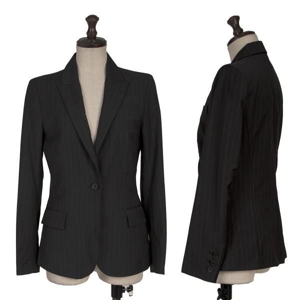 セオリーTheory ウールストライプ1Bテーラードジャケット 黒 - メルカリ