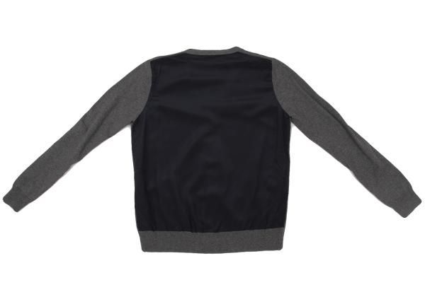 YOKOCHAN バックシルク ショート丈 カーディガン 黒 ブラック 40 ヨーコチャンYOKO CHAN バックシルク切替ニットカーディガン