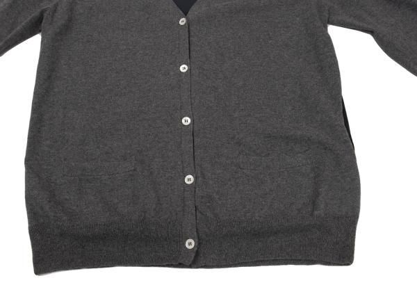 ヨーコチャンYOKO CHAN バックシルク切替ニットカーディガン