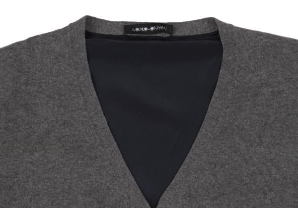 ヨーコチャンYOKO CHAN バックシルク切替ニットカーディガン