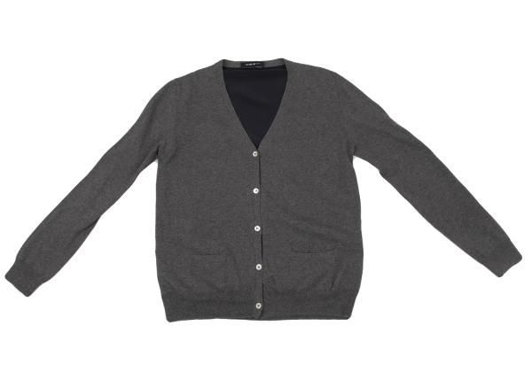 ヨーコチャンYOKO CHAN バックシルク切替ニットカーディガン