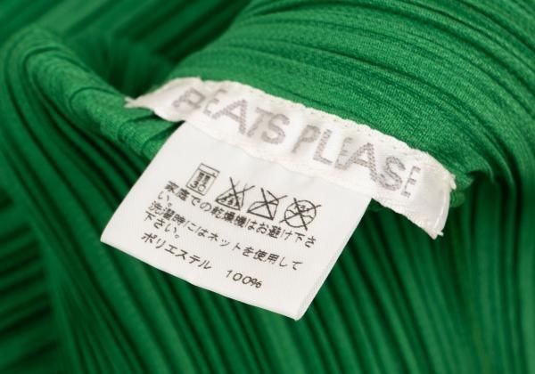 プリーツプリーズPLEATS PLEASE プリーツハイネック半袖カットソー 緑3