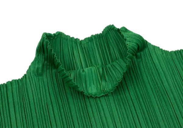 プリーツプリーズPLEATS PLEASE プリーツハイネック半袖カットソー 緑3