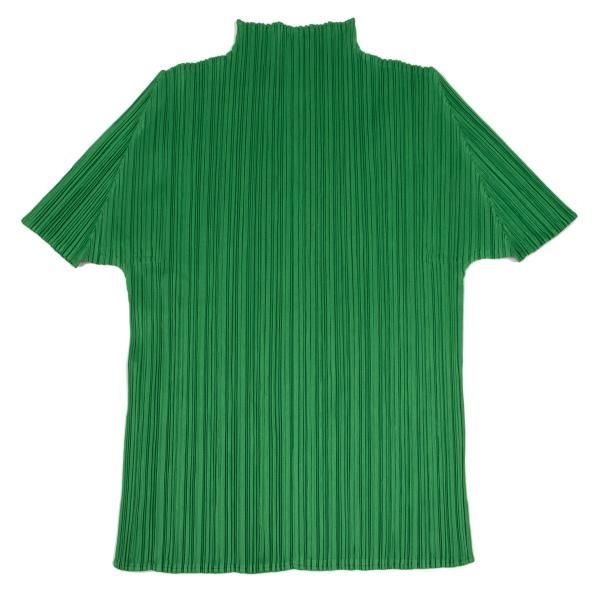 プリーツプリーズPLEATS PLEASE プリーツハイネック半袖カットソー 緑3