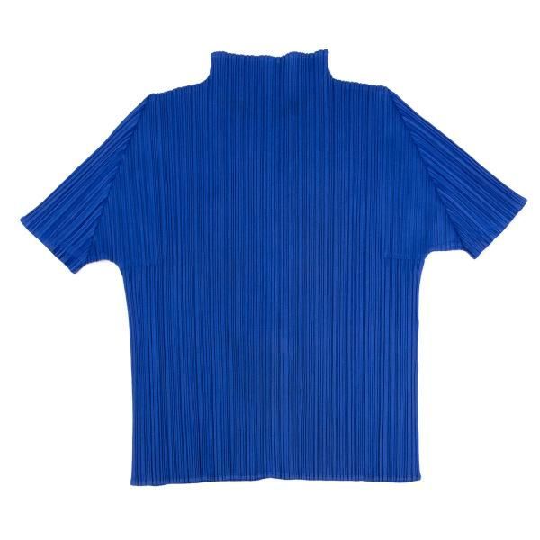 プリーツプリーズPLEATS PLEASE プリーツハイネック半袖カットソー 青3