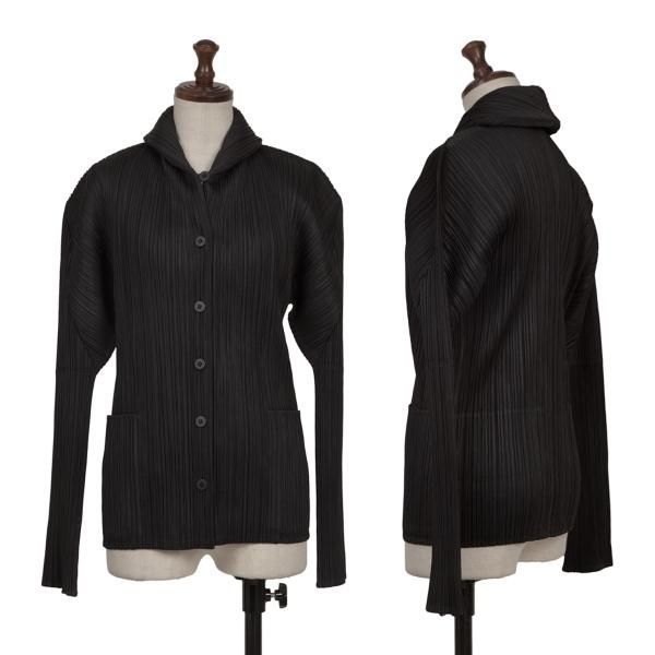 プリーツプリーズPLEATS PLEASE プリーツショールカラージャケット 黒3