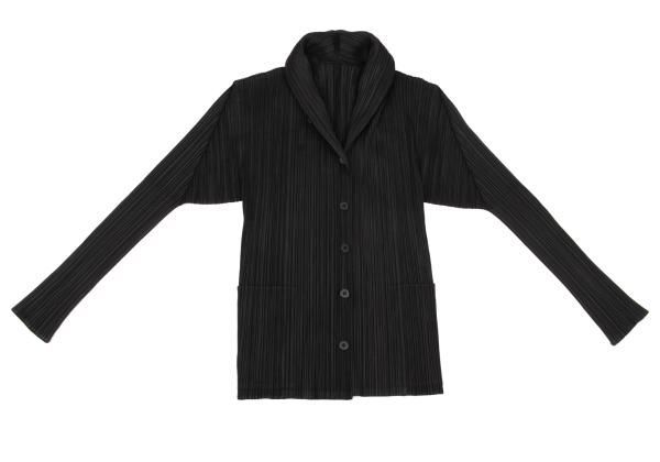 プリーツプリーズPLEATS PLEASE プリーツショールカラージャケット 黒3