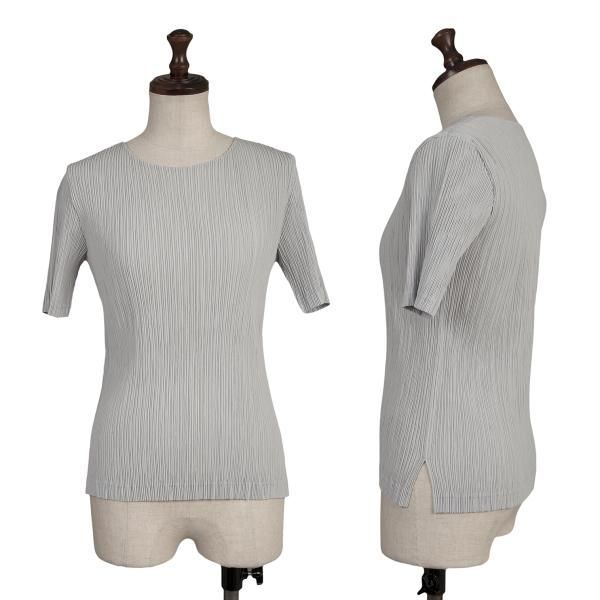 イッセイミヤケISSEY MIYAKE クレーププリーツTシャツ ライトグレー2