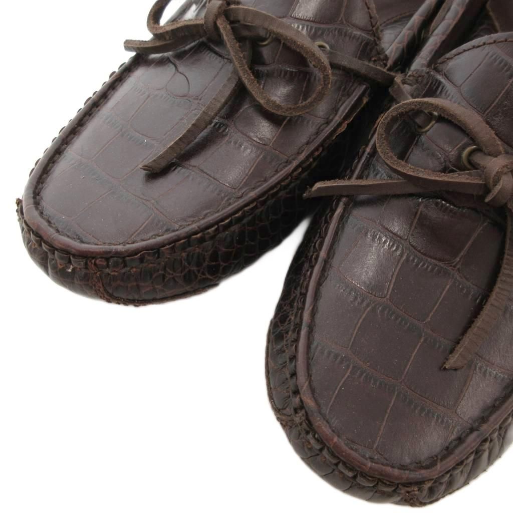 極美品　コールハーン　ドライビングシューズ クロコ型押し　ブラウン　1997 コールハーン COLE HAAN ドライビングシューズ ローファー 型押し