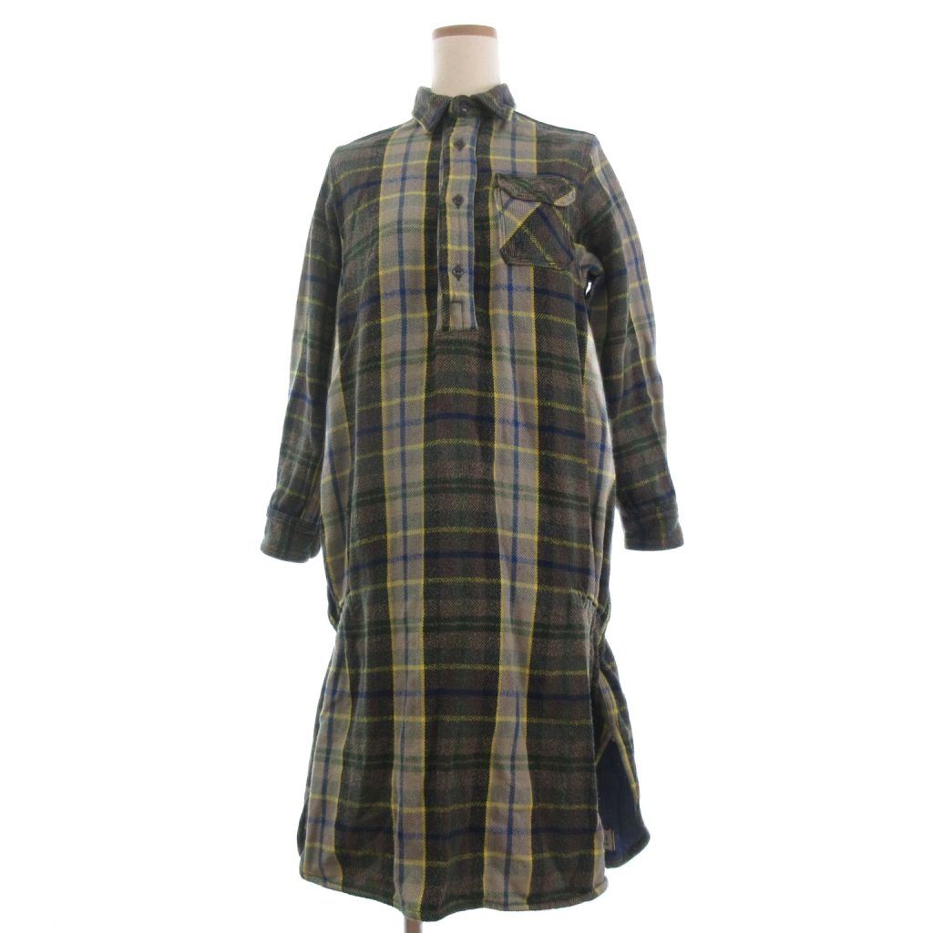 キャピタル kapital ワンピース シャツ 長袖 ひざ丈 チェック柄 プル