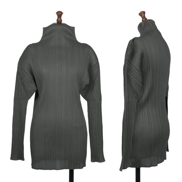 プリーツプリーズPLEATS PLEASE ハイネックカットソー グレー4 - メルカリ