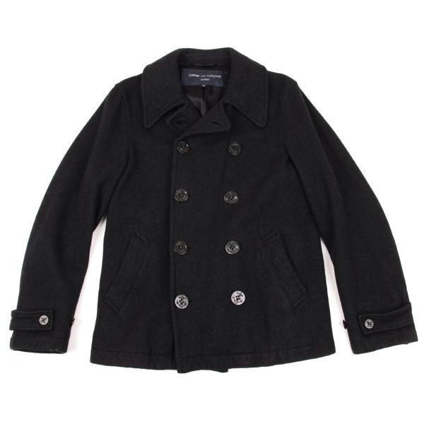 BLACK COMME des GARÇONS ブラックピーコート XS コムデギャルソン オムCOMME des GARCONS HOMME 染めウールイカリ