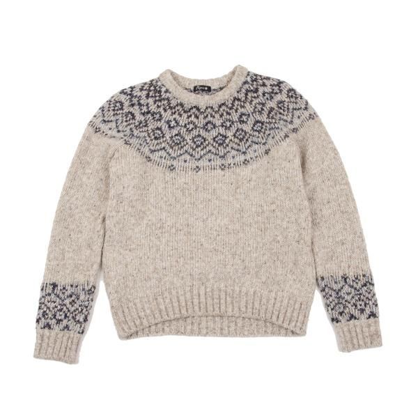 パパスプラスPapas+ ウール混紡ネイティブニットセーター ベージュ紺他