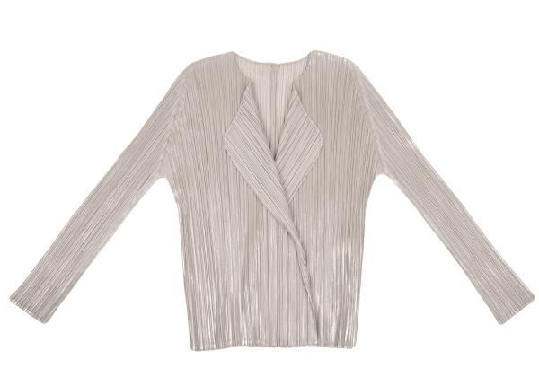 プリーツプリーズ　グレー　羽織り　ボタンレス　変形カーディガン　3サイズ BASICS – isseymiyake.com
