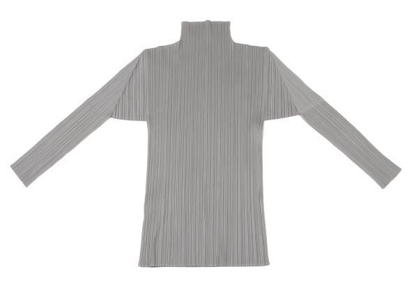 美品⭐️PLEATS PLEASE ハイネック　プリーツ　カットソー　Lサイズ 銀 プリーツプリーズPLEATS PLEASE ハイネックカットソー グレー グレー4