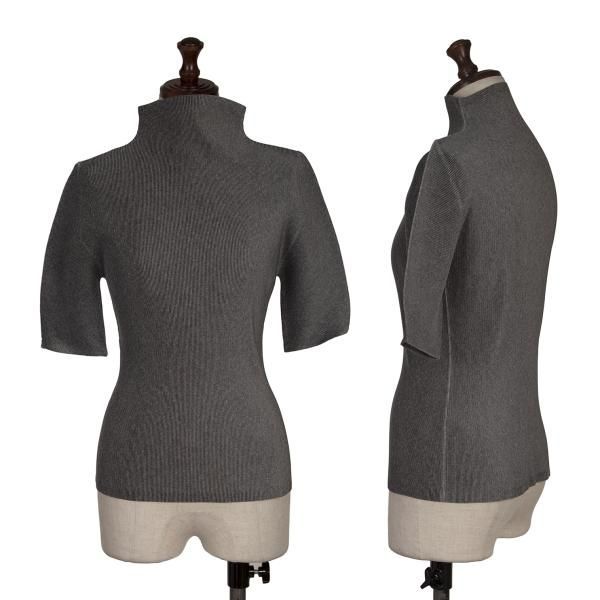 【美品】PLEATS PLEASEプリーツプリーズ グレー ハイネック 半袖 プリーツプリーズPLEATS PLEASE ハイネックミストプリーツTシャツ