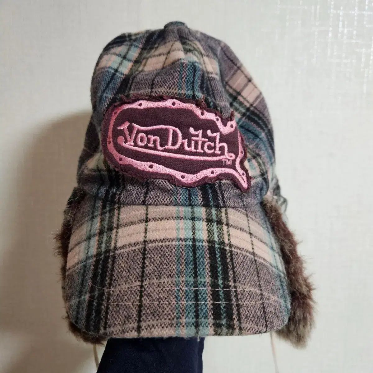 ボンダッチ ピンク CHECK トラッパーハット ウール 帽子