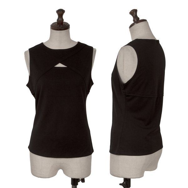 カールラガーフェルドKARL LAGERFELD 切替カッティングタンクトップ 黒