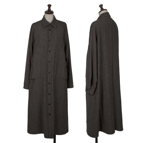 ワイズY's ウールナイロンポケットデザインシャツワンピース