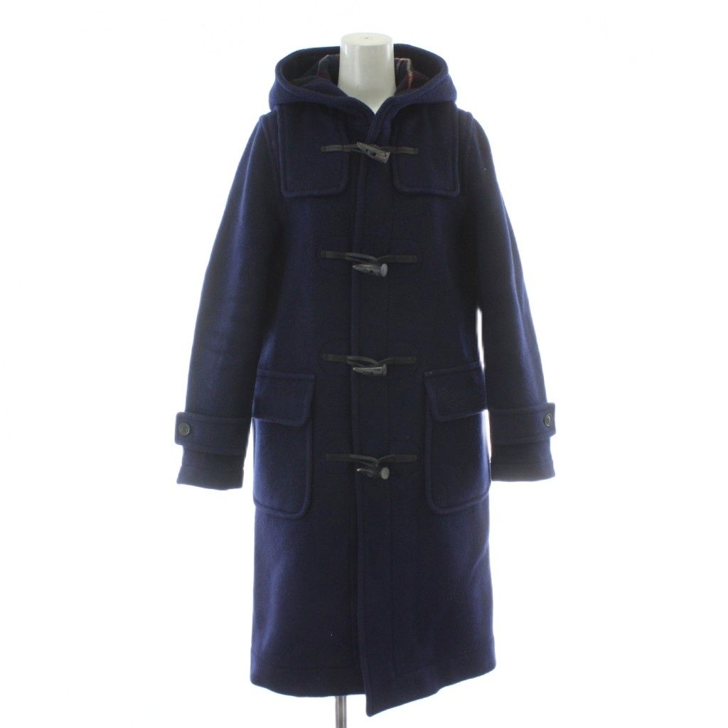 アーバンリサーチ URBAN LONDON ダッフルコート ロング丈 ウール F ネイビー 紺色 英国製 チェック柄 別注 UY 77-27 T 001 PP GY 03