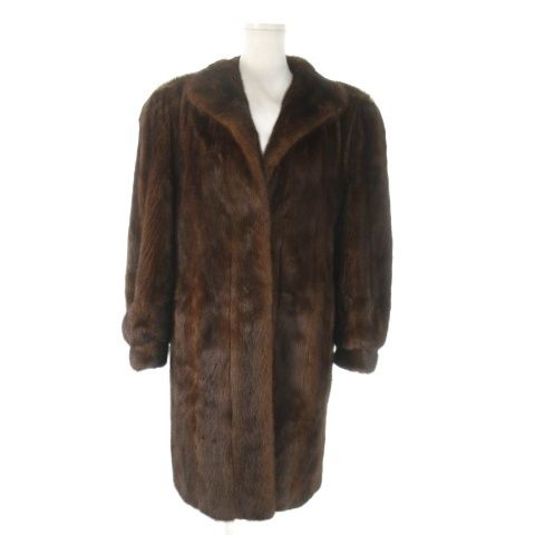 SAGAサガミンク 金サガ 毛皮 ミンクファーコート ブラウン 13号 刺繍裏地 サガミンク SAGA MINK 金サガ Belle Vison ファーコート ロング丈