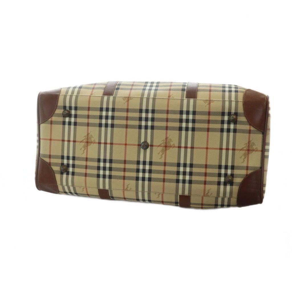 【中古】バーバリー BURBERRY ボストンバッグ ショルダー 2WAY ロゴ ノバチェック PVC レザー 茶 ブラウン ■GY17 バーバリー BURBERRY ボストンバッグ ショルダー 2WAY ロゴ ノバ