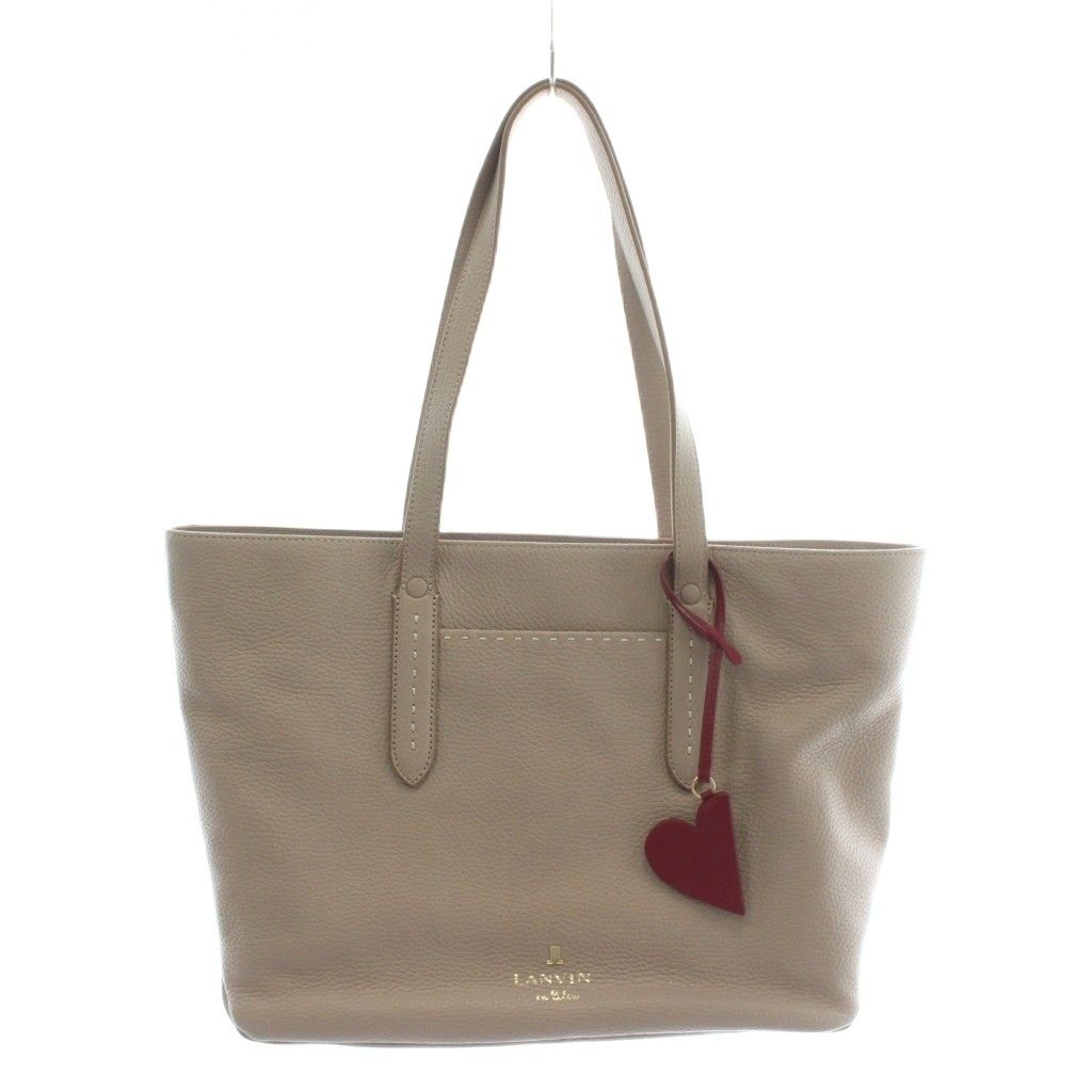 ランバンオンブルー LANVIN en Bleu ブランリー トートバッグ A 4 牛革 レザー インナーポーチ ロゴ ベージュ 483590 XZ GY 18