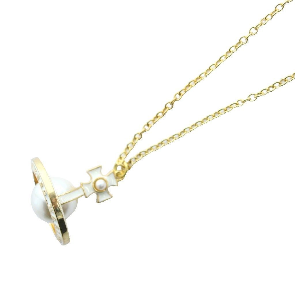 ヴィヴィアンウエストウッド Vivienne Westwood パールオーブネックレス ペンダント チェーン ロゴ ゴールド 白 ホワイト KW GY 18
