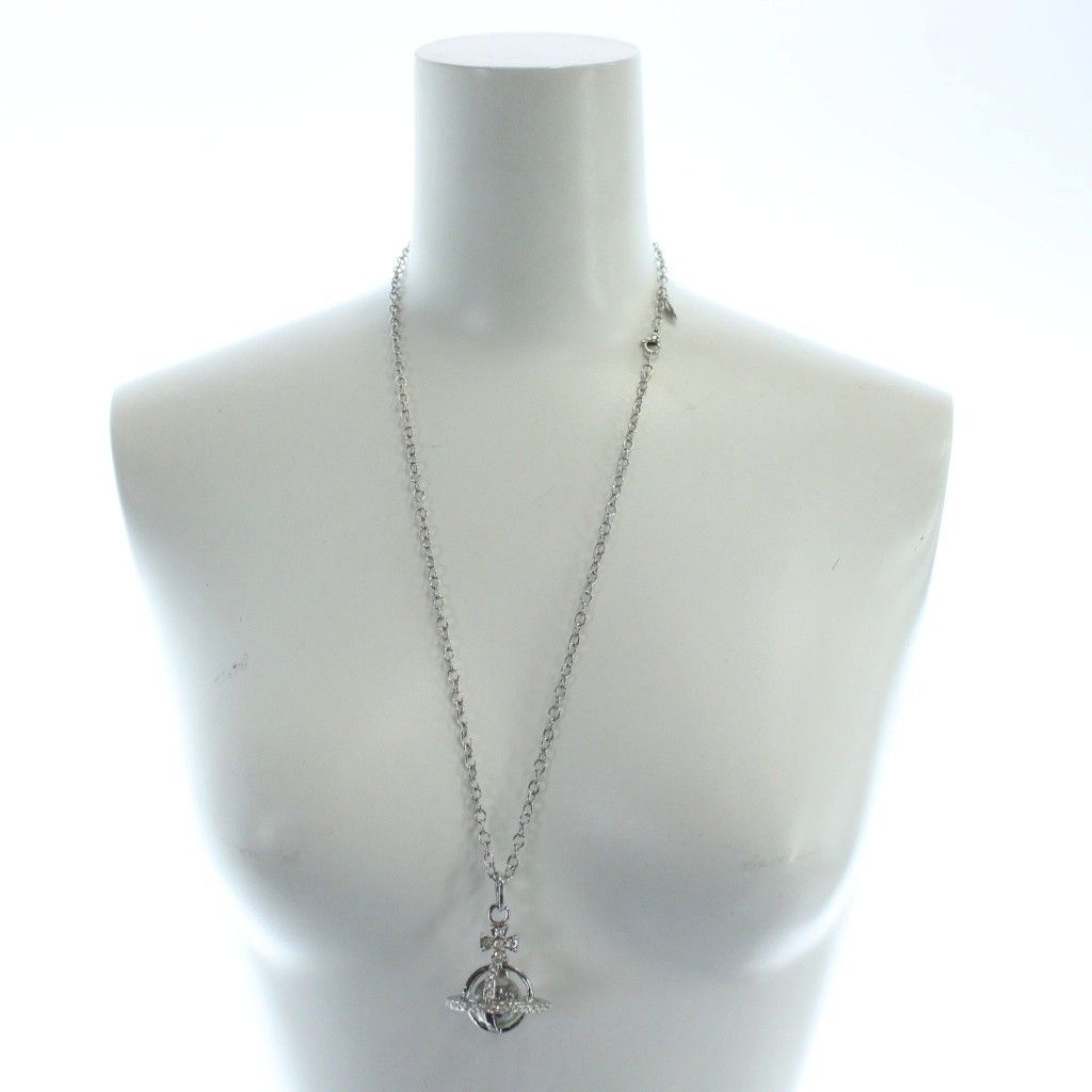  ヴィヴィアンウエストウッド Vivienne Westwood ソラダ スモール バスレリーフ ペンダント ネックレス オーブ チェーン ラインストーン シルバー KW GY 18 ネックレス アクセサリー