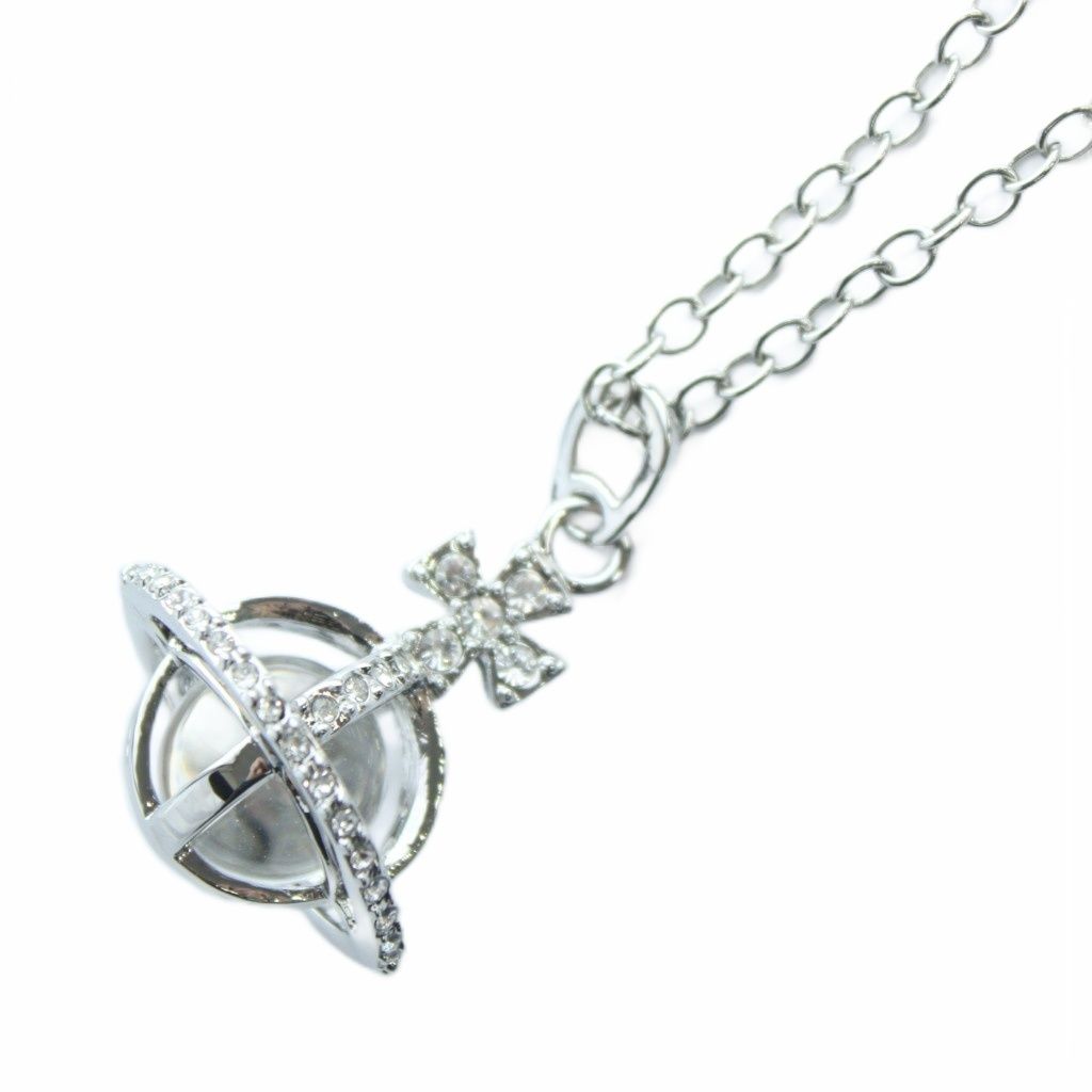 ヴィヴィアンウエストウッド Vivienne Westwood ソラダ スモール バスレリーフ ペンダント ネックレス オーブ チェーン ラインストーン シルバー KW GY 18