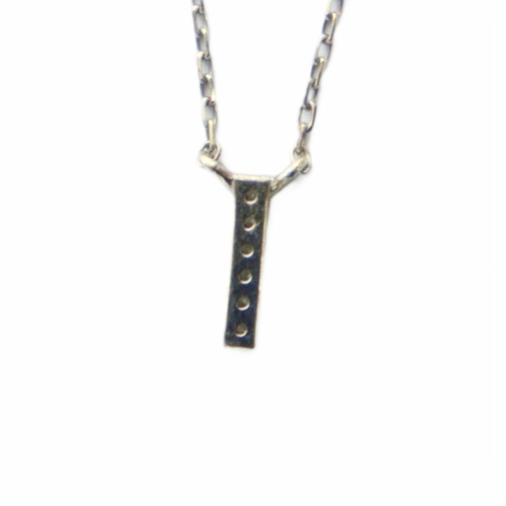 エテ ete レイヤーダイヤモンドバー ネックレス ペンダント ロゴ K 10 シルバー色 GY 17 MQ