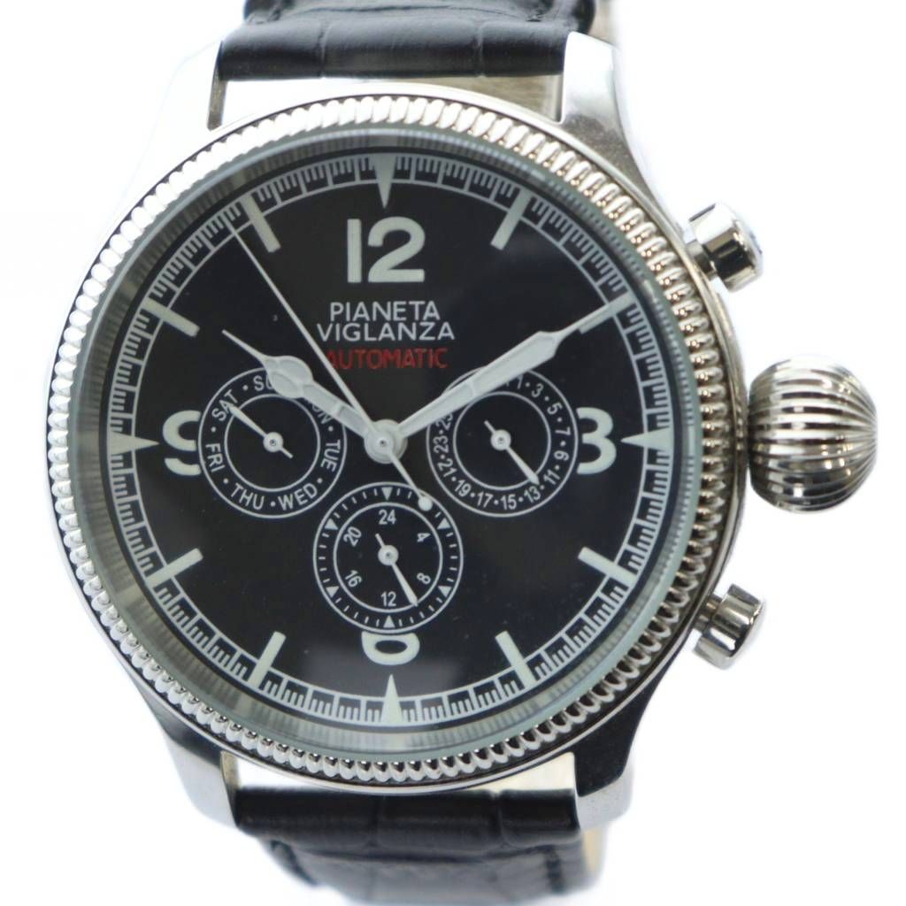 PIANETA ピアネータ 腕時計 ウォッチ 自動巻き クロノグラフ シルバー色 黒文字盤 GY 17 MQ