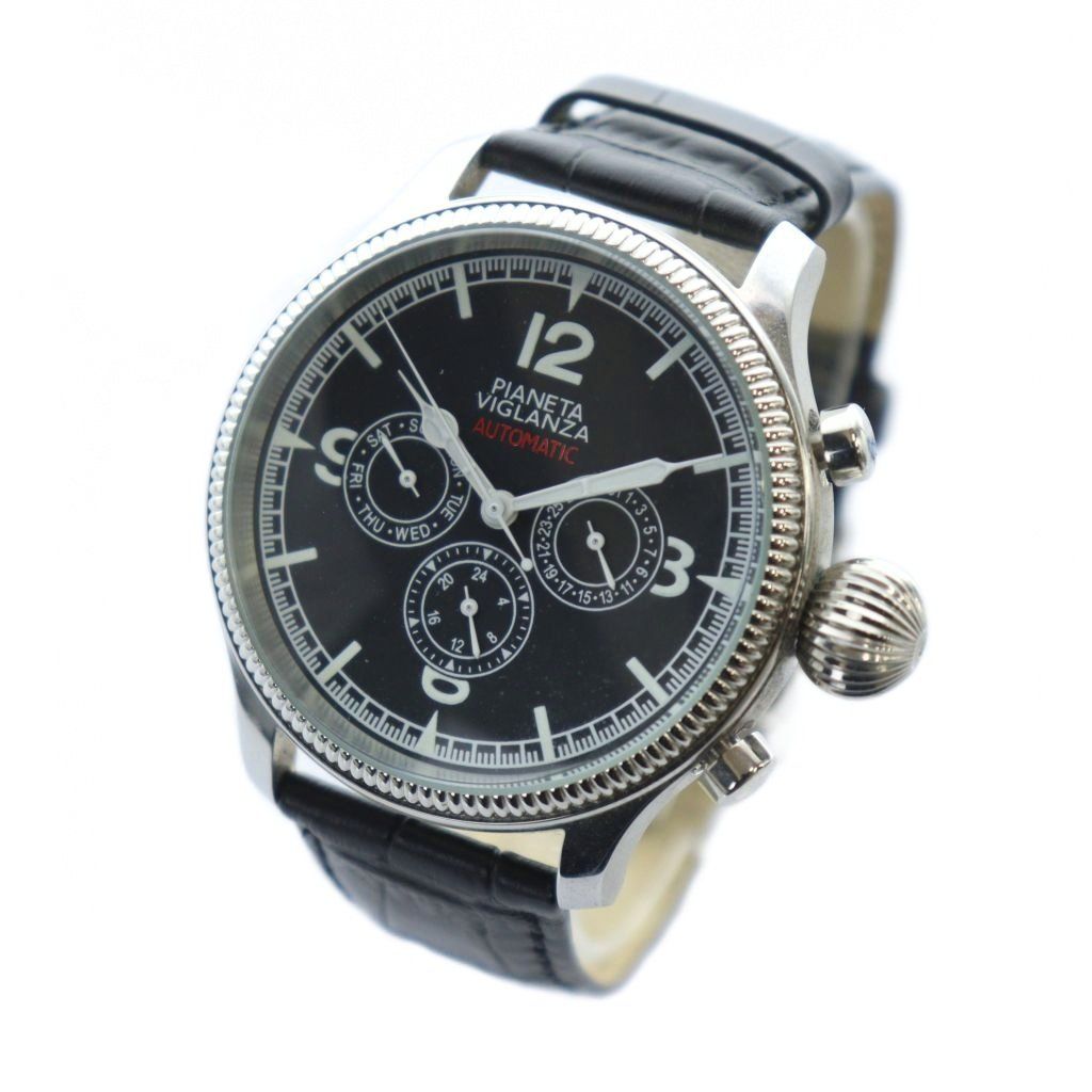 PIANETA ピアネータ 腕時計 ウォッチ 自動巻き クロノグラフ シルバー色 黒文字盤 GY 17 MQ