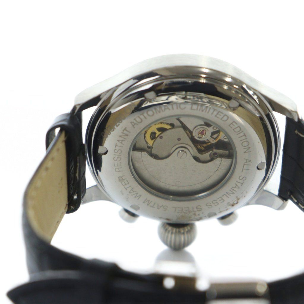  PIANETA ピアネータ 腕時計 ウォッチ 自動巻き クロノグラフ シルバー色 黒文字盤 GY 17 MQ 腕時計(アナログ) 時計