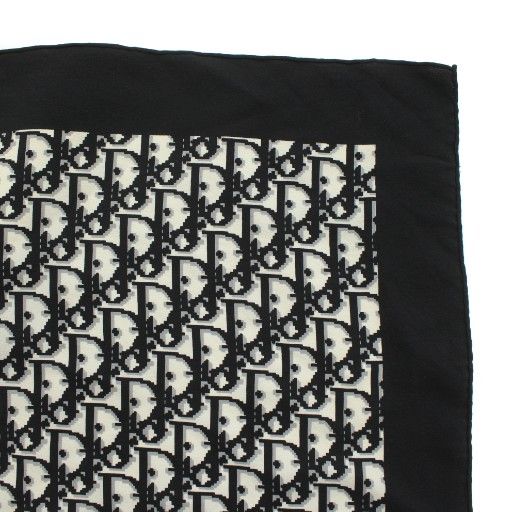  クリスチャンディオール Christian Dior スカーフ 絹 シルク トロッター柄 オブリーク 総柄 ロゴ 黒 ブラック XZ OH GY 17 バンダナ スカーフ 小物